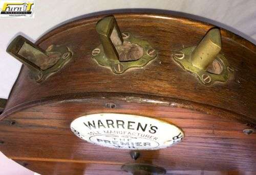 Antique WARREN'S Rotary Knife Cleaner - 1800's - Iron / Wood / Brass - VERY RARE