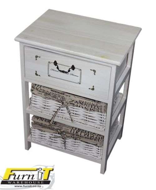 CUORE Pedestal / Bedside Table with 1 Dawer and 2 Baskets - Colorful Finish