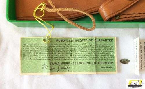 VINTAGE PUMA WHITE HUNTER #6377 KNIFE With Leather Sheath & Box - RARE - 1970's - Highly Collectable