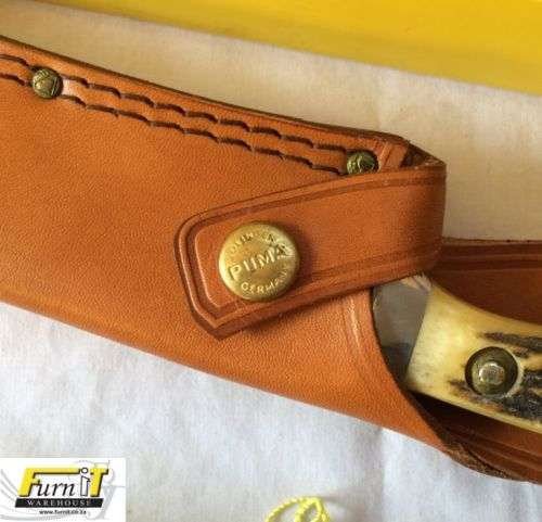 VINTAGE PUMA WHITE HUNTER #6377 KNIFE With Leather Sheath & Box - RARE - 1970's - Highly Collectable
