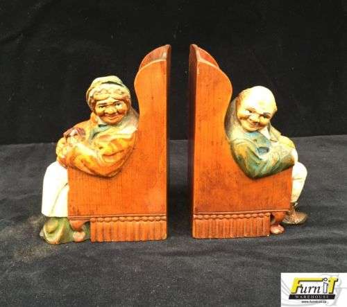 Bookends: Wood carved and hand painted - Beautiful - Highly Collectable
