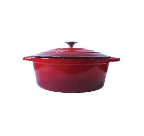 CHEF Oval Cast Iron Casserole (3 Liter) - ENAMEL (RED)