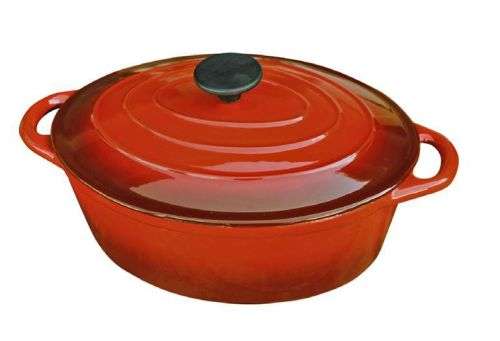 CHEF Oval Cast Iron Casserole (3 Liter) - ENAMEL (RED)