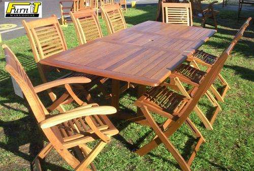 CRAZY!!:Rect. Extendable Table 180/240- 6-8 to 10 seater - Hardwood - Outdoor