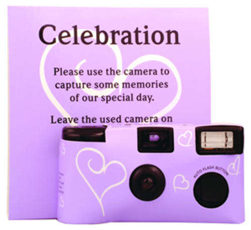 Lilac hearts disposable wedding camera