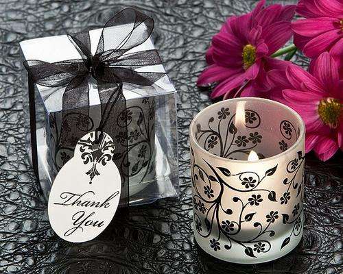 Frosted Elegance black and frosted candles