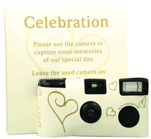 Disposable wedding cameras - gold hearts