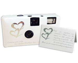Disposable wedding cameras - silver hearts