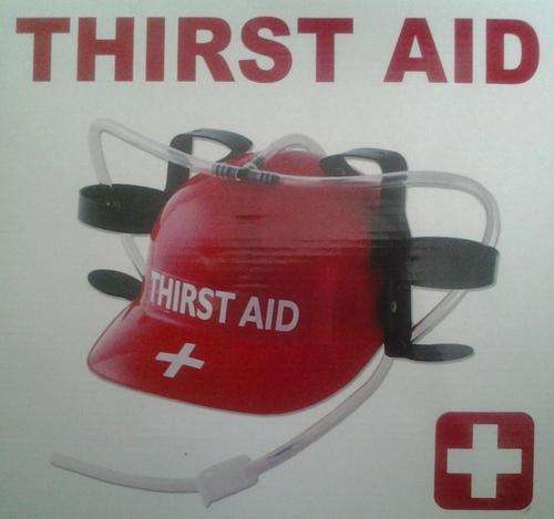 Thirst aid drinking helmet