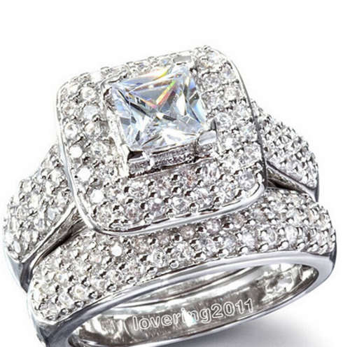Victoria Wieck Majestic Sensation 134Pcs Topaz Simulated Diamond 14KT White Gold GF Wedding Band Rin