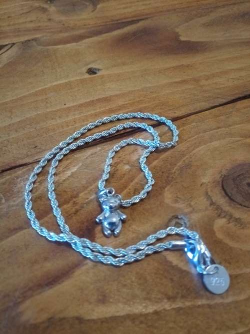 Sterling Silver Pendant with two Natural Diamonds and Chain - Just Beautiful!