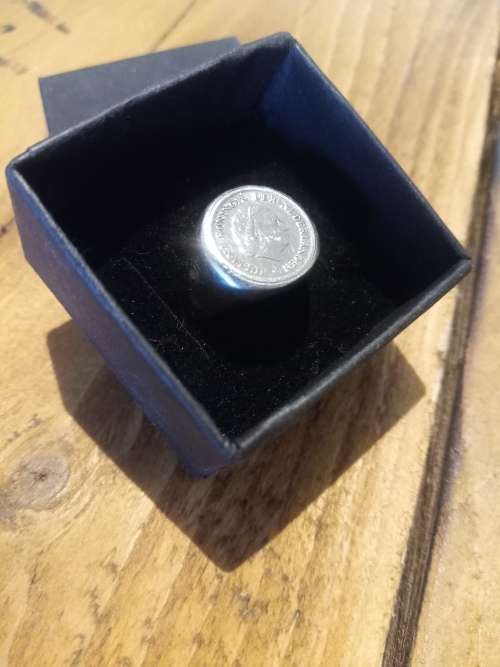 Solid Silver Mens Ring with Juliana Koningin der Nederlanden Coin!