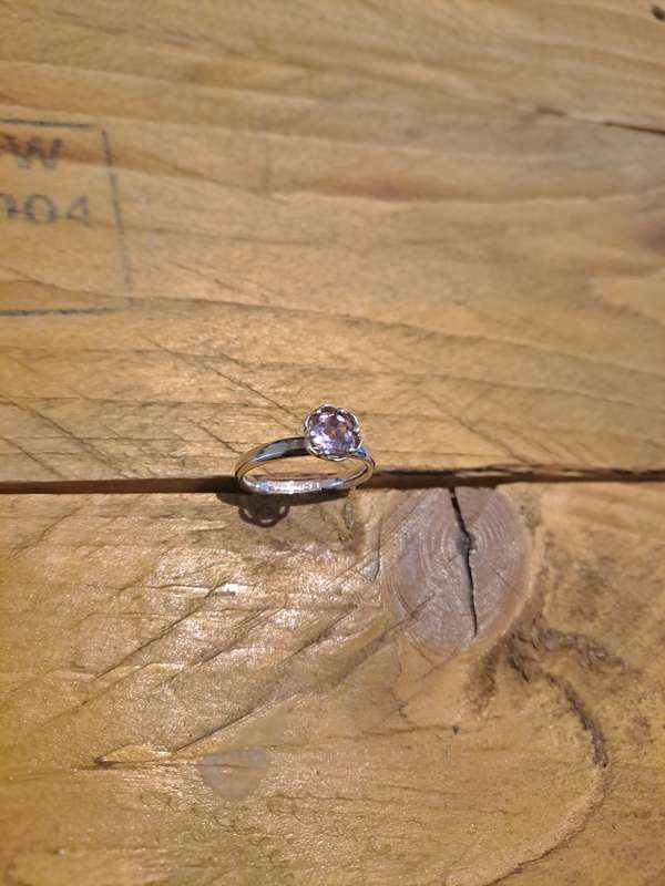 Silver Antique Ring with Purple Stone!