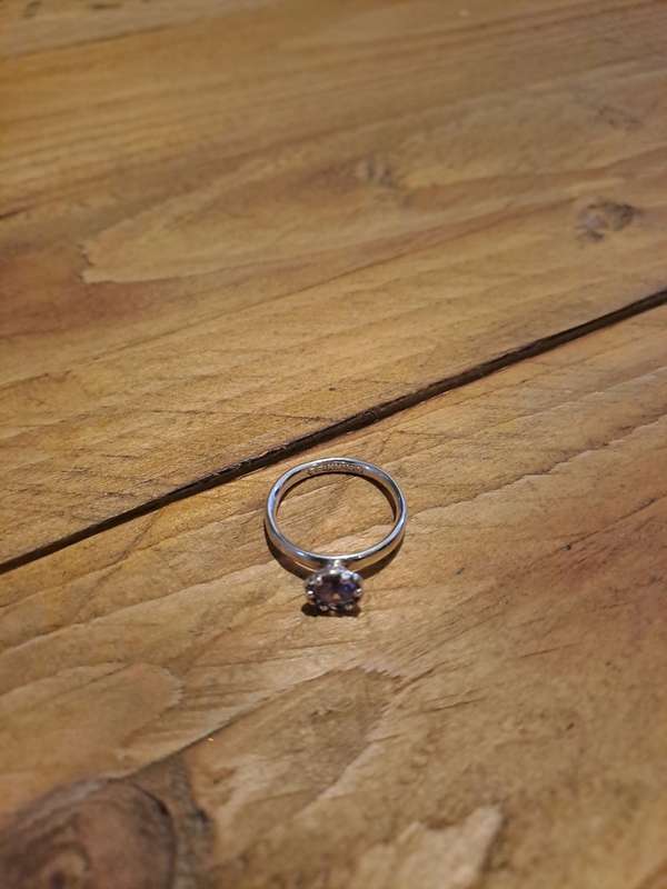 Silver Antique Ring with Purple Stone!