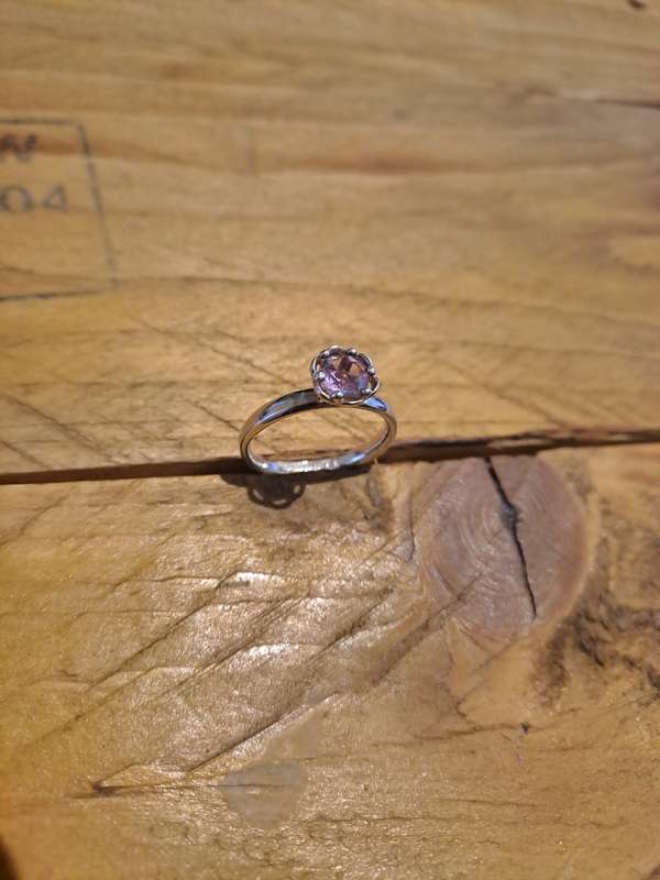 Silver Antique Ring with Purple Stone!