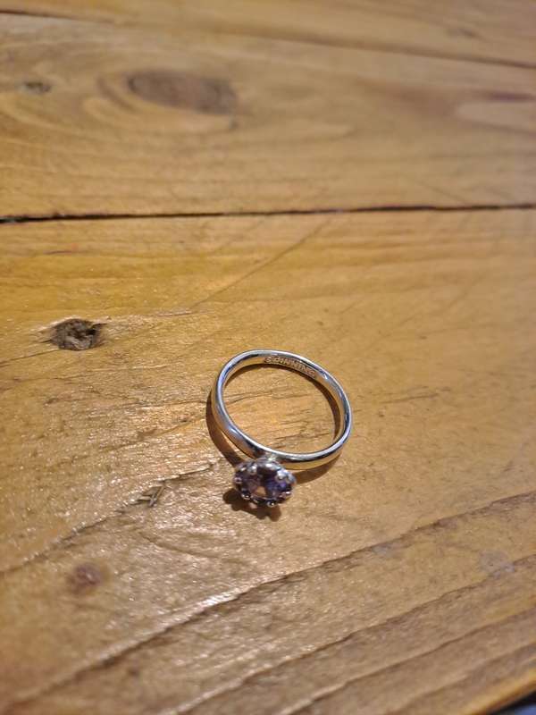 Silver Antique Ring with Purple Stone!