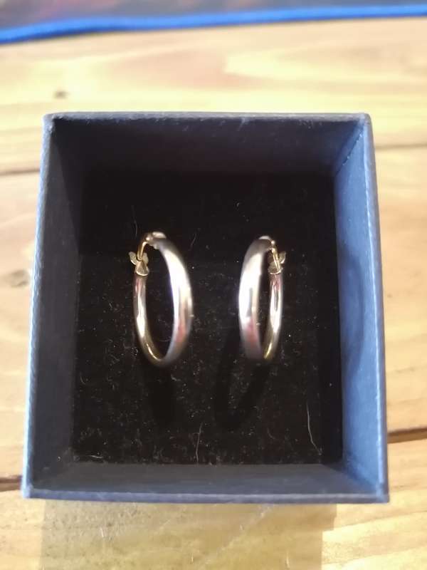 Gold Hoop Earrings - Stamped 375