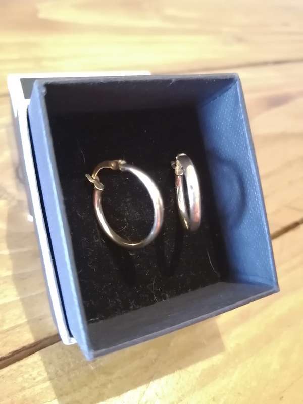 Gold Hoop Earrings - Stamped 375