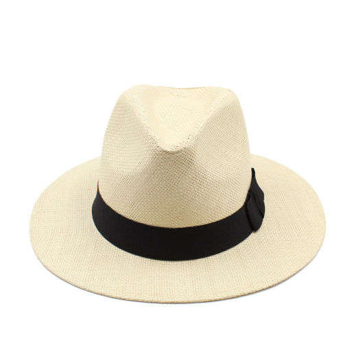 (FREE SHIPPING) Panama fedora Summer Beach straw cream white sun hat men women man woman