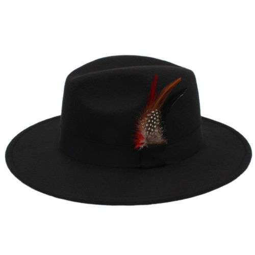 Men Women Panama Fedora Wide brim Cool formal Hardfelt summer spring sunhat(Black)