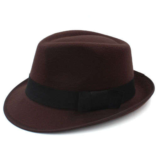 Men Women Fedora Panama Summer beach Gangster sunhat(Brown)