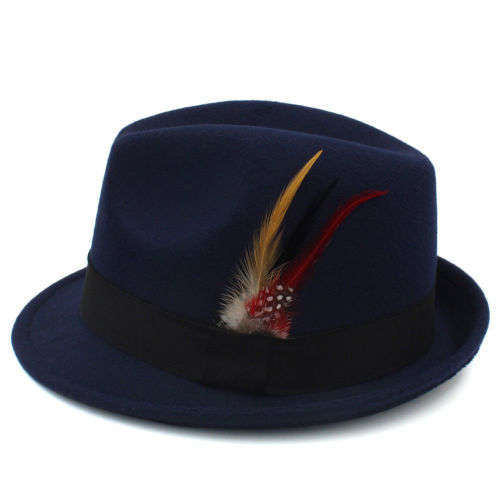 Men Women Fedora Panama  summer beach Sun hat(Blue)