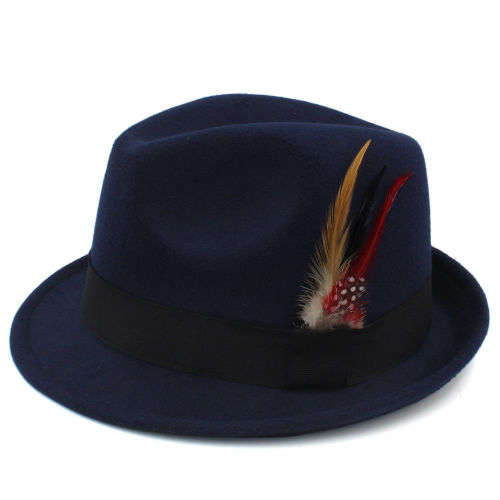 Men Women Fedora Panama  summer beach Sun hat(Blue)