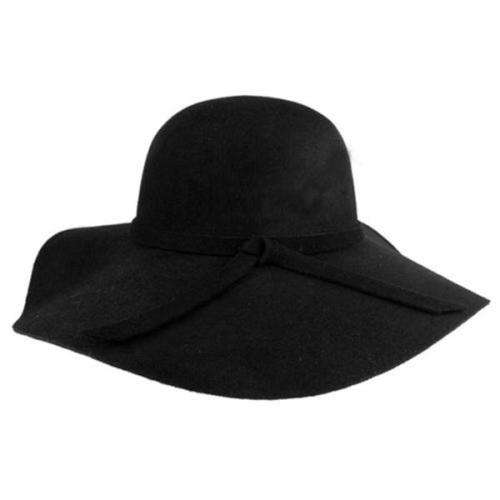Women Wide Brim Wool Felt round top Bowler Floppy Cloche Sun summer beach hat