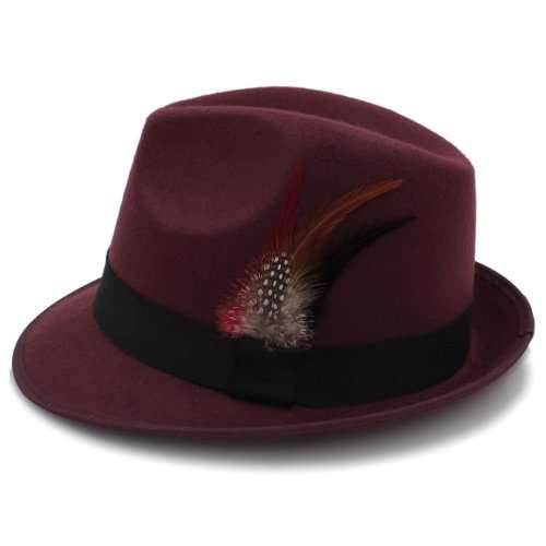 Fedora Panama Jazz gangster summer beach Hat (Maroon)