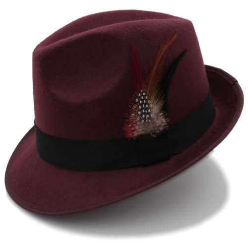 Fedora Panama Jazz gangster summer beach Hat (Maroon)