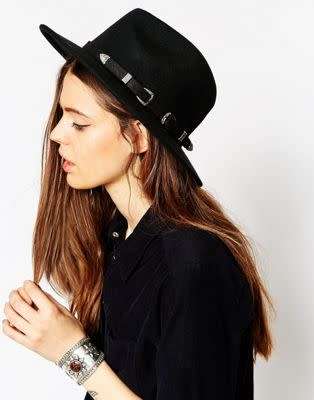 (FREE SHIPPING) Fedora Wide Brim Wool Fedora With Belt Women Men Classic sun beach formal party Hat