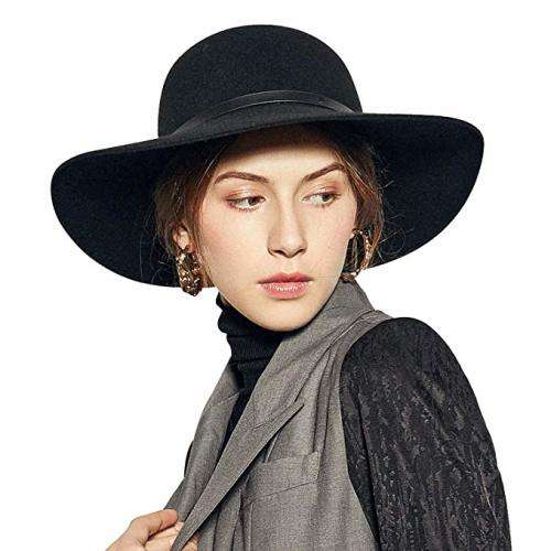 Women Wide Brim Wool Felt round top Bowler Floppy Cloche Sun summer beach hat