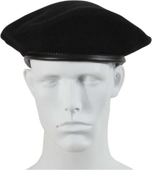 Men's Black army Military  special forces artist berets with leather trim
