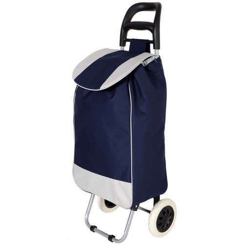 Grocery Large Shopping Trolley Bag On Wheels Push Tote Foldable Grocery Luggage - Blue