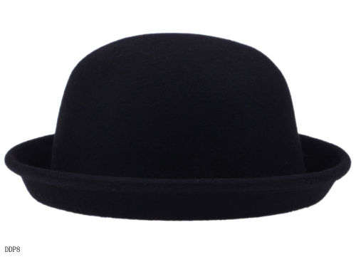 Bowler Cap Derby Hat Bucket Cloche Sunhat Fedora Trilby Floppy Wool women men(BLACK AND BROWN)
