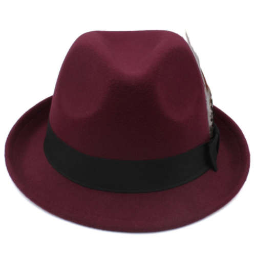 Fedora Panama Jazz gangster summer beach Hat (Maroon)