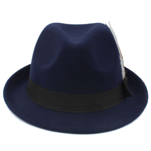 Men Women Fedora Panama  summer beach Sun hat(Blue)
