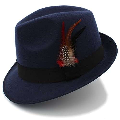 Men Women Fedora Panama  summer beach Sun hat(Blue)