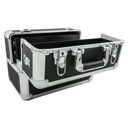 (FREE SHIPPING) Toiletry cosmetics Makeup bag travel accordion's 4 layers  variables 2 locks black