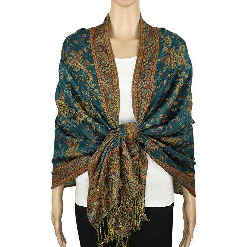 (FREE SHIPPING) Acrylic Silky Reversible Soft Paisley Pashmina Shawl Wrap Scarf W/Fringes