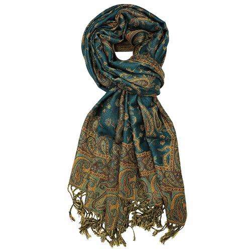 (FREE SHIPPING) Acrylic Silky Reversible Soft Paisley Pashmina Shawl Wrap Scarf W/Fringes