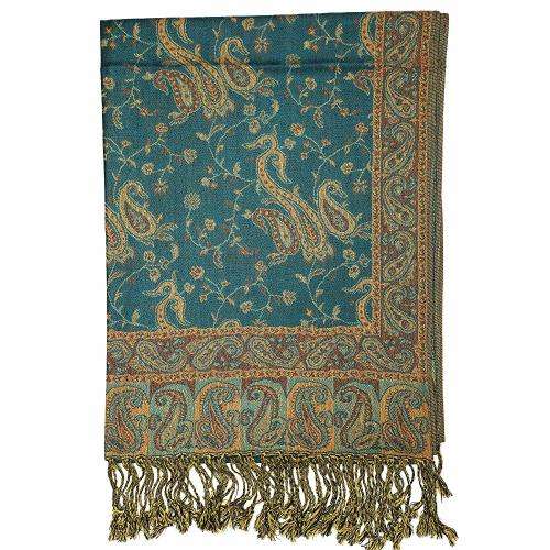 (FREE SHIPPING) Acrylic Silky Reversible Soft Paisley Pashmina Shawl Wrap Scarf W/Fringes
