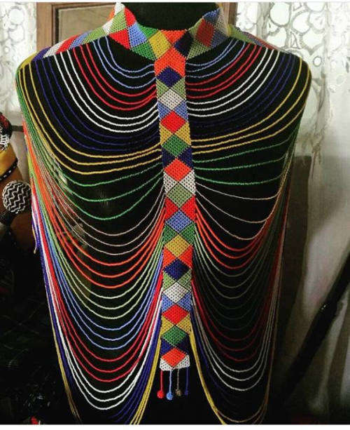 Tribal cultural traditional zulu South African full body necklace that is handmade colourful