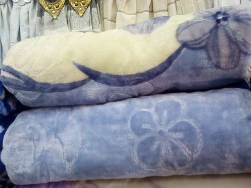 Two ply mink blanket queen size for winter autumn (Light blue and cream blend )