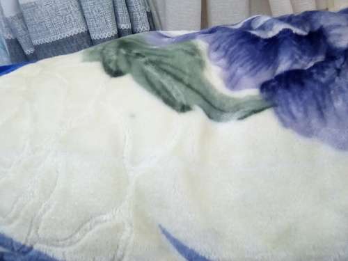 Two ply mink blanket queen size for winter autumn (Light blue and cream blend )