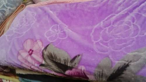 (FREE DELIVERY)Two ply mink blanket queen size for winter autumn (Light blue and cream blend, brown)