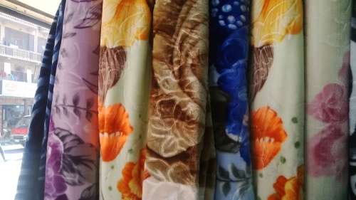 (FREE DELIVERY)Two ply mink blanket queen size for winter autumn (Light blue and cream blend, brown)