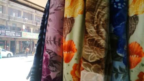 (FREE DELIVERY)Two ply mink blanket queen size for winter autumn (Light blue and cream blend, brown)