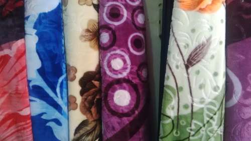 (FREE DELIVERY)Two ply mink blanket queen size for winter autumn (Light blue and cream blend, brown)