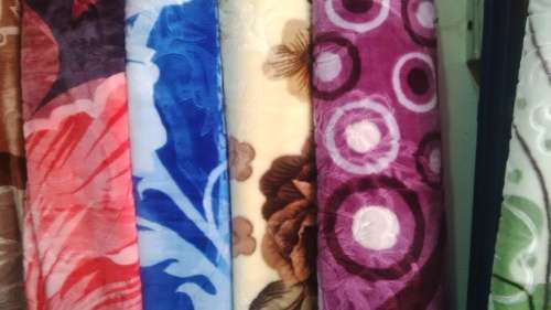 (FREE DELIVERY)Two ply mink blanket queen size for winter autumn (Light blue and cream blend, brown)